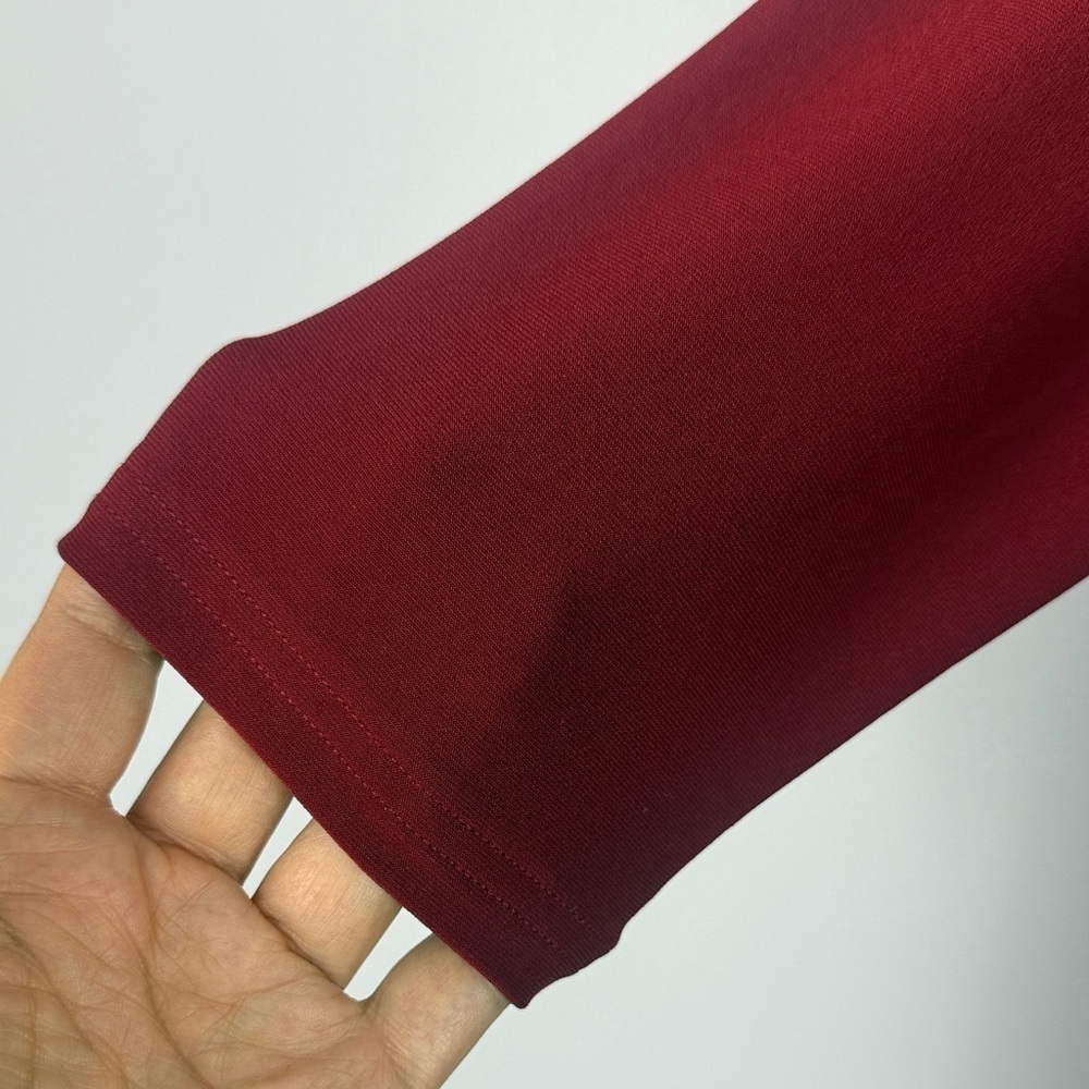 Sympli Classic Chic Burgundy Asymmetrical Cut Out 3/4 Sleeve Size 8 Tunic Blouse - Picture 5 of 8